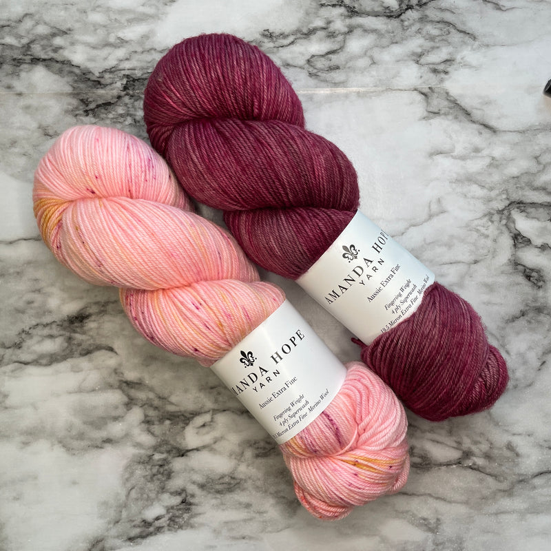 Way Leads on to Way MKAL Duo - Peony & Red Amethyst on  Aussie Extra Fine Fingering