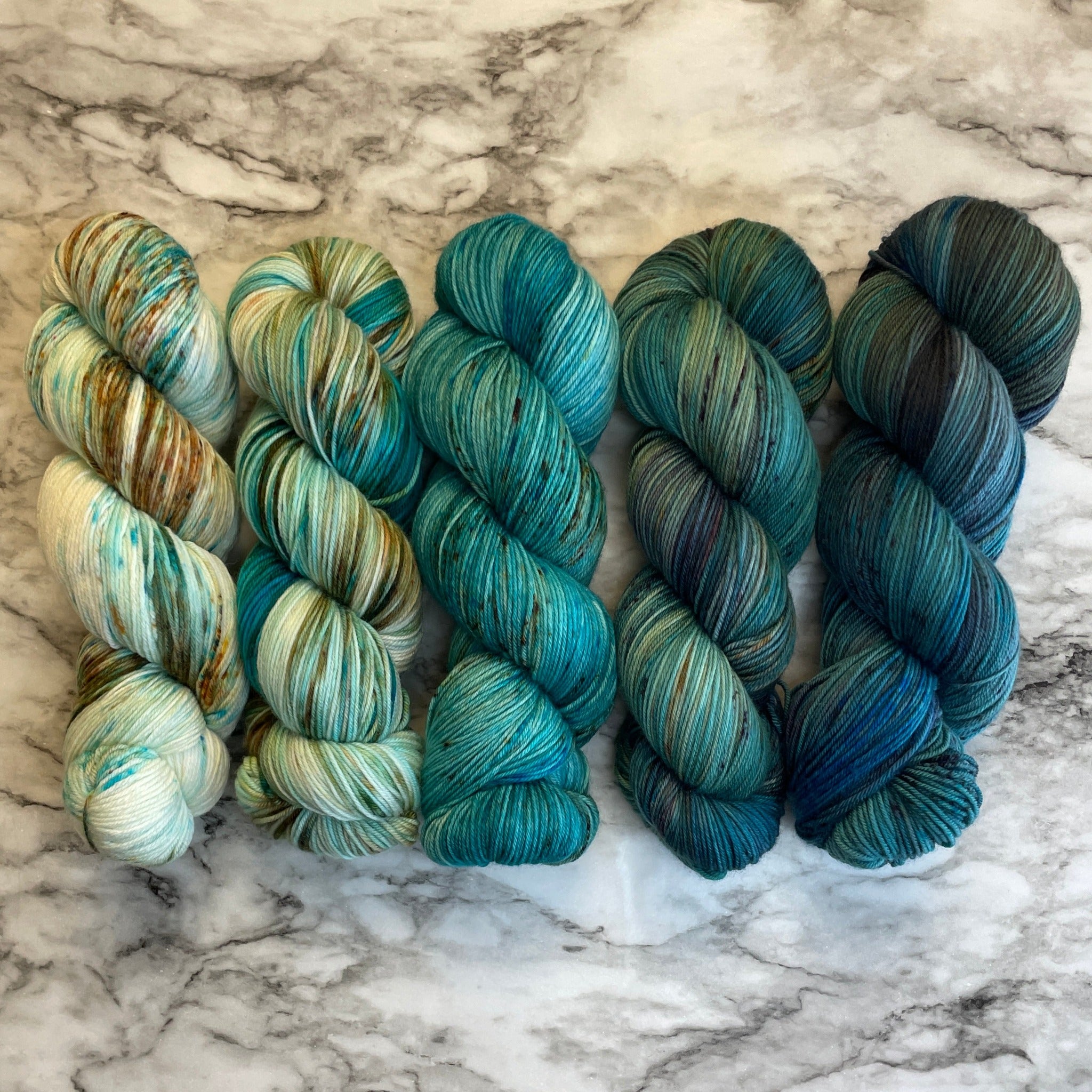 Mesmerizing Mermaid Shawl by Stephen West, 5 Full Skein Fade on Aussie Extra Fine Fingering & 1 Mermaid Stitch Marker