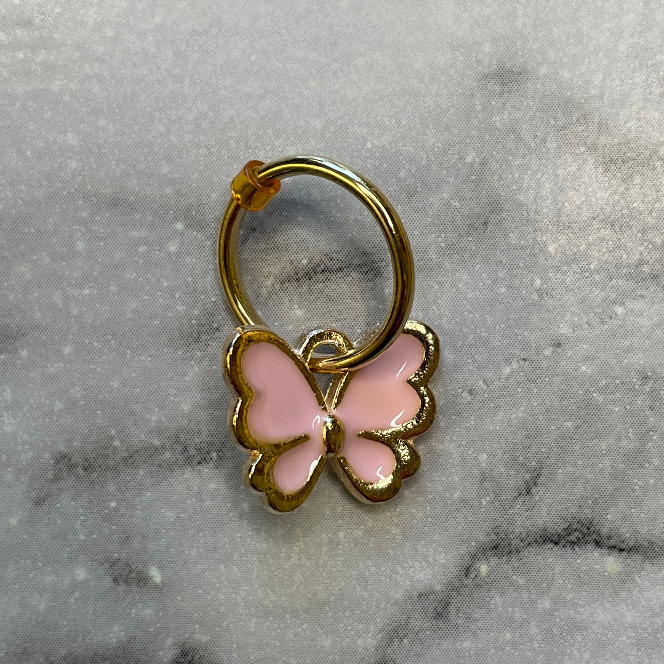 Pink Enamel Butterfly Stitch Marker