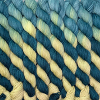 Blonde Teal Blue Ombré, 20 gram Mini Skein, Aussie Extra Fine Sock with Nylon
