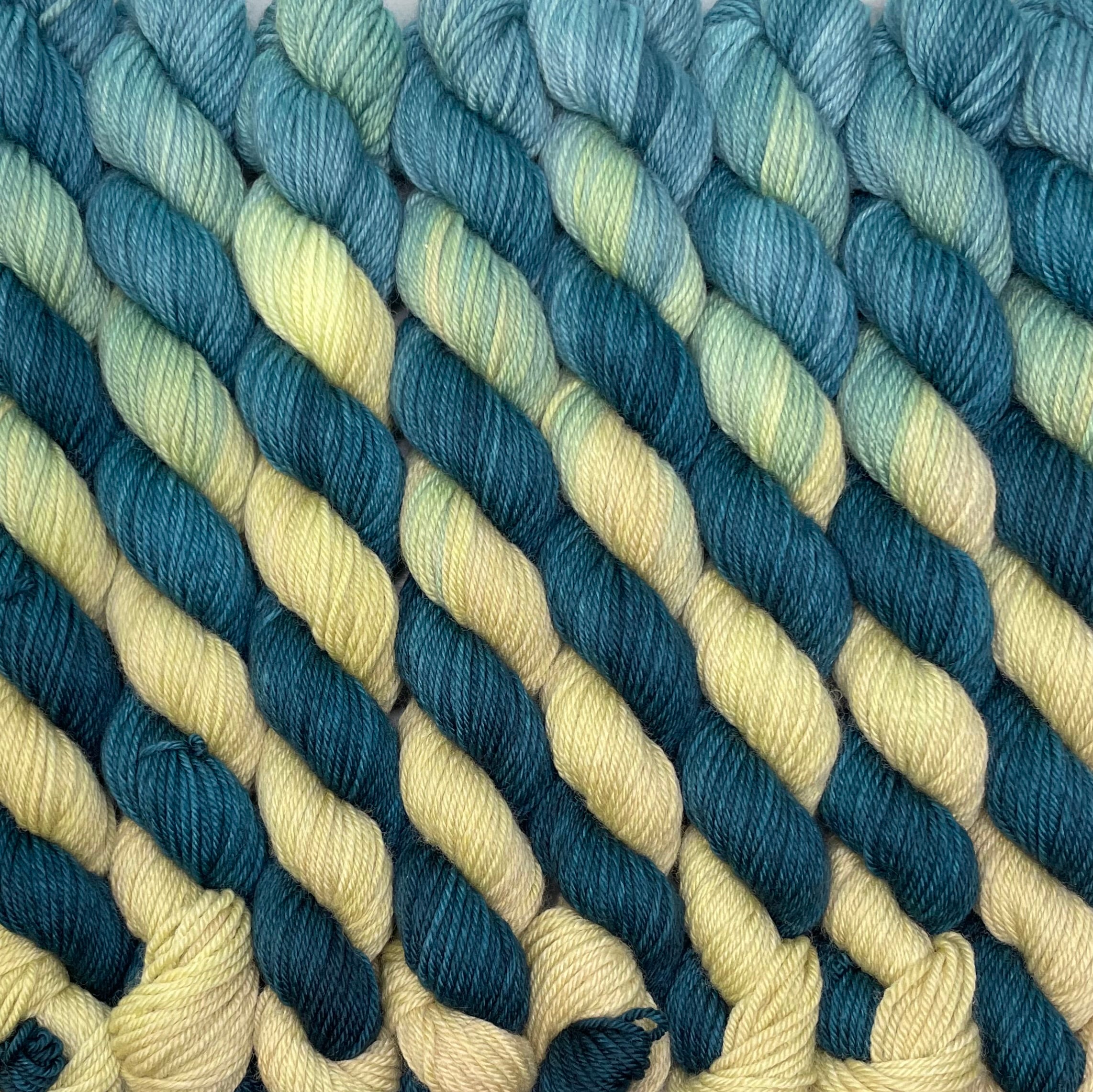 Blonde Teal Blue Ombré, 20 gram Mini Skein, Aussie Extra Fine Sock with Nylon