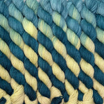 Blonde Teal Blue Ombré, 20 gram Mini Skein, Aussie Extra Fine Sock with Nylon