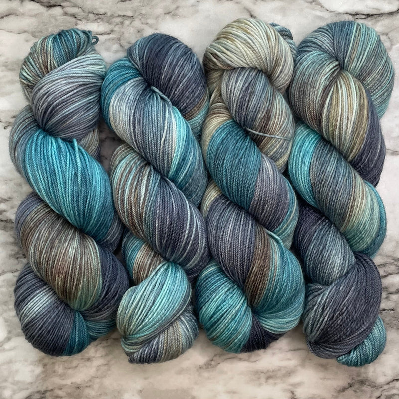 Blue, Brown & Teal OOAK on Aussie Extra Fine Fingering