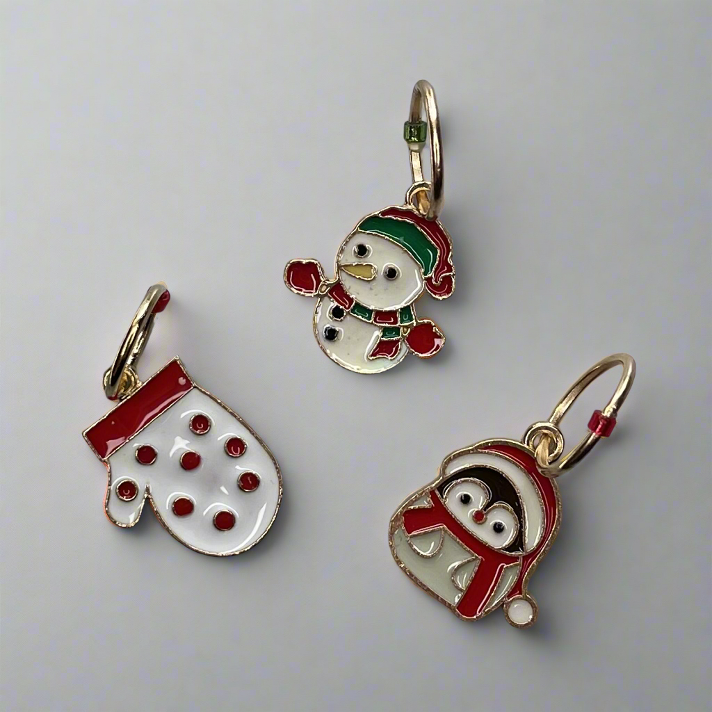 Winter Holiday Enamel Stitch Markers, set of 3 or individually