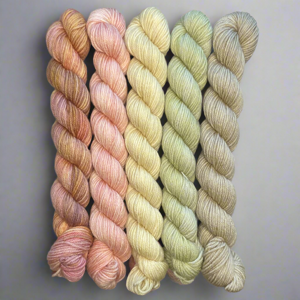 Buds of Spring 5 Mini Set, Aussie Extra Fine Sock + 1 Floral Stitch Marker