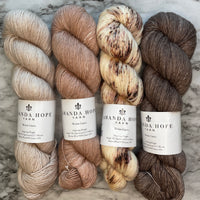 Twenty Four Birds MKAL Aussie Extra Fine MERINO LINEN Quartet (Bird in the Bush Set# 2488), + 🕊️1 Bird Stitch Marker & 🕊️1 Bird Progress Keeper, FREE SHIPPING TO US [Pattern is NOT included]
