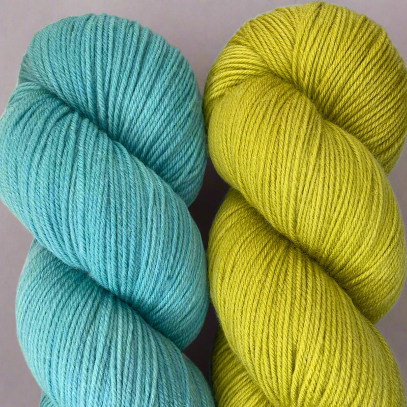 Moon Mint by Andrea Mowry Gossamer Teal & William's Pear on Aussie Extra Fine Fingering