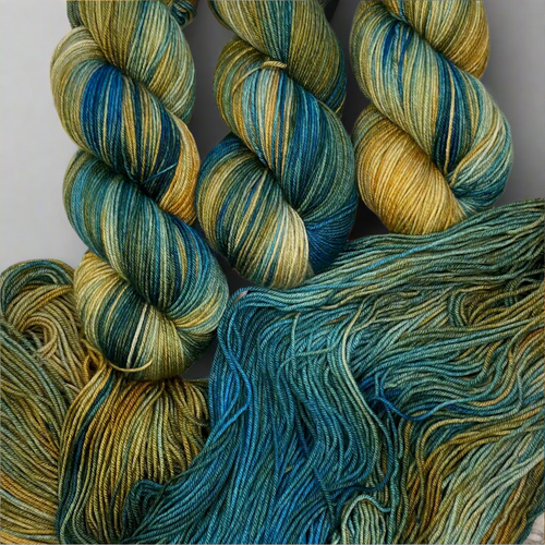 Nocturne: Blue & Gold OOAK, Aussie Extra Fine Fingering