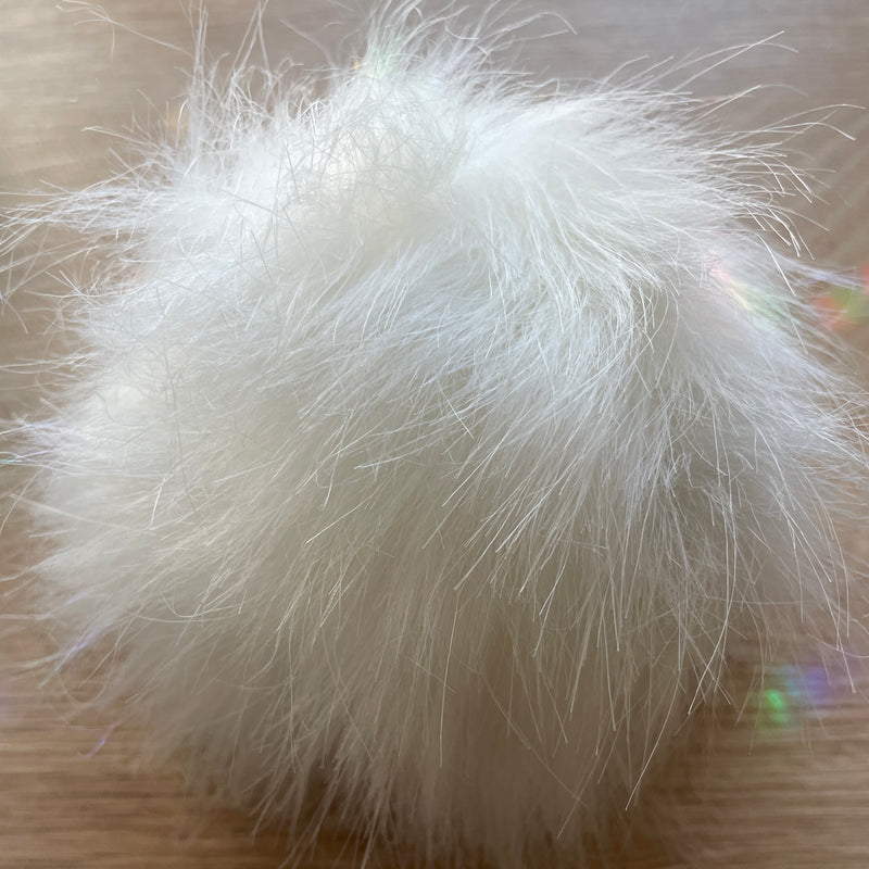4" White Faux Fur Pompom