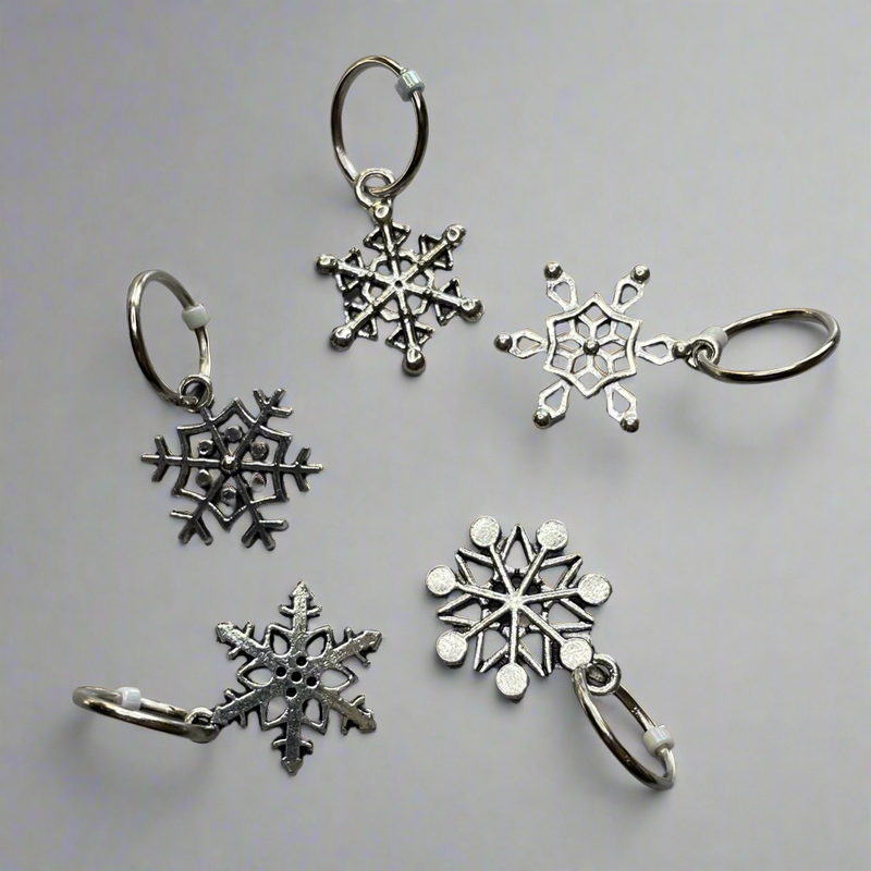 Winter Snowflake Stitch Markers, Set of 5 or individually