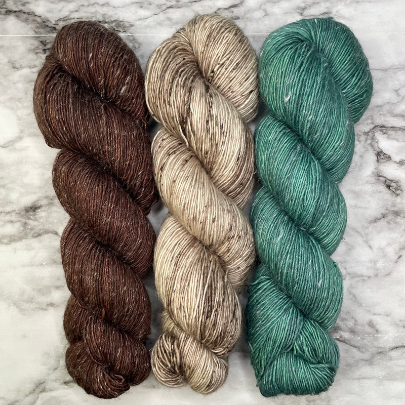 OOAK Winter Trio of Merino Linen (fingering weight)