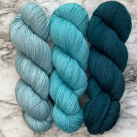 Ambah's Summer Solstice 2024: This or That MKAL, Teal Trio in Aussie Extra Fine Fingering