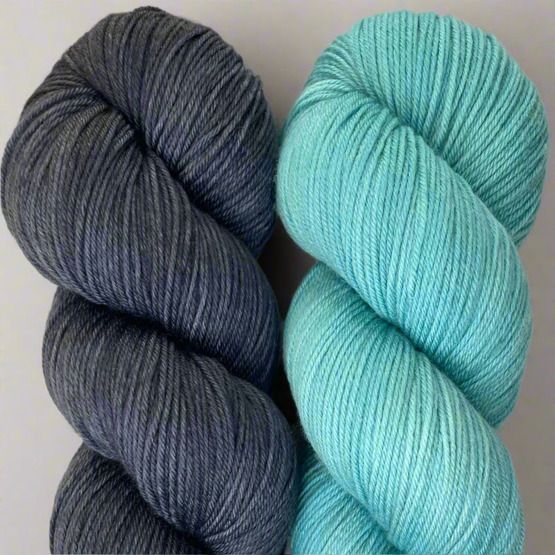 Moon Mint by Andrea Mowry After Midnight & Gossamer Teal on Aussie Extra Fine Fingering