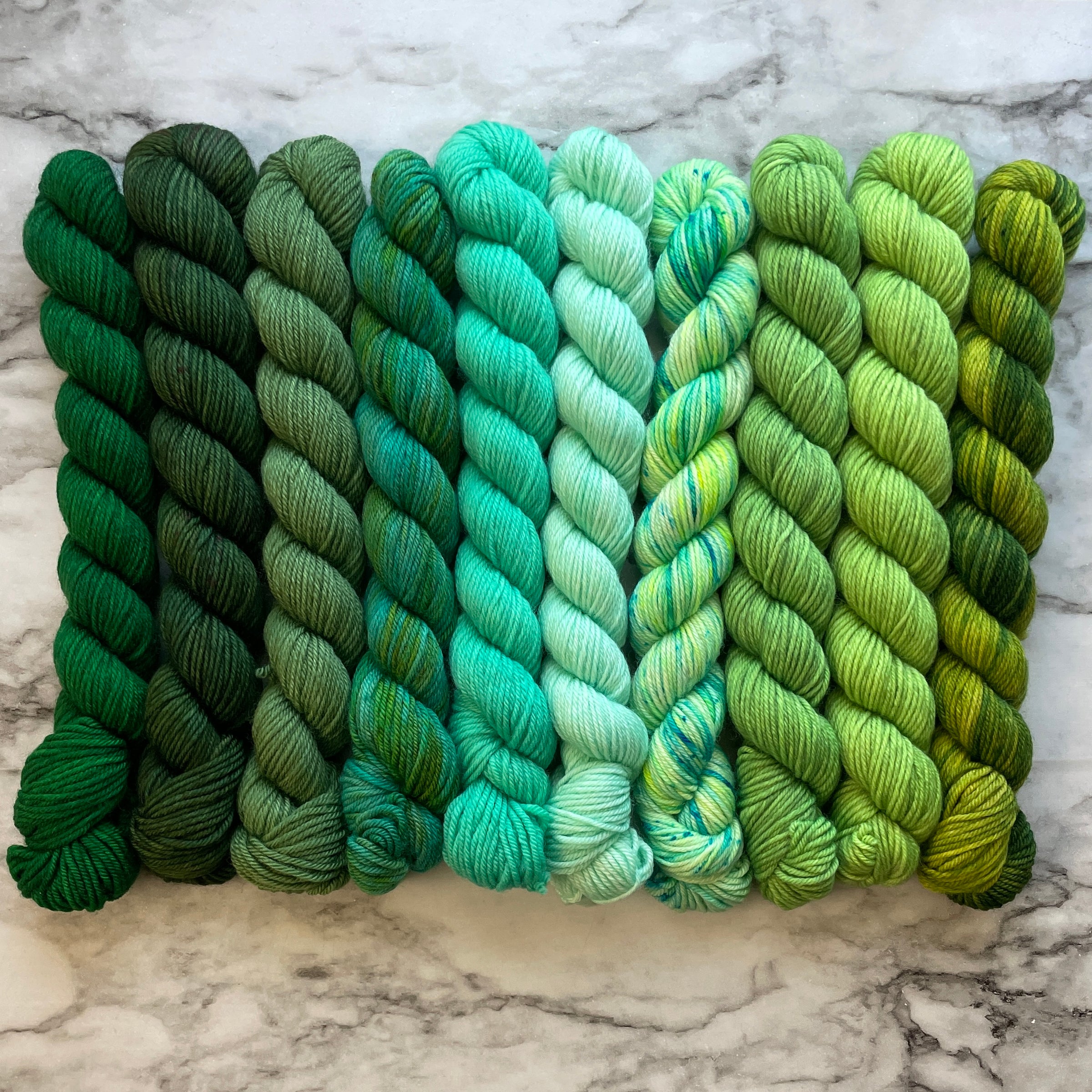 Basil and Mint Green Collection, 10 minis in Aussie Extra Fine Sock