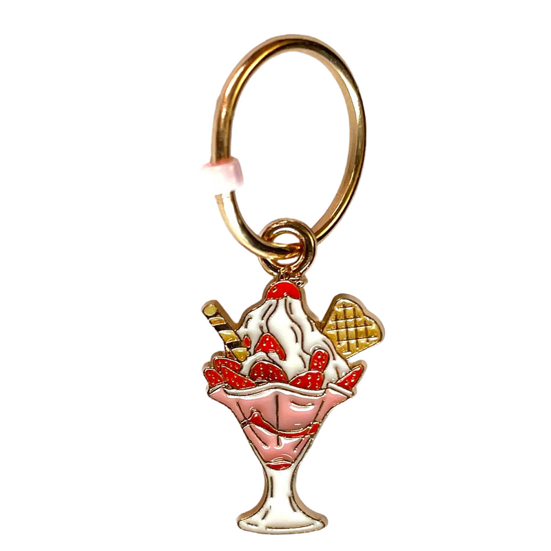 Enamel Strawberry Sundae Stitch Marker