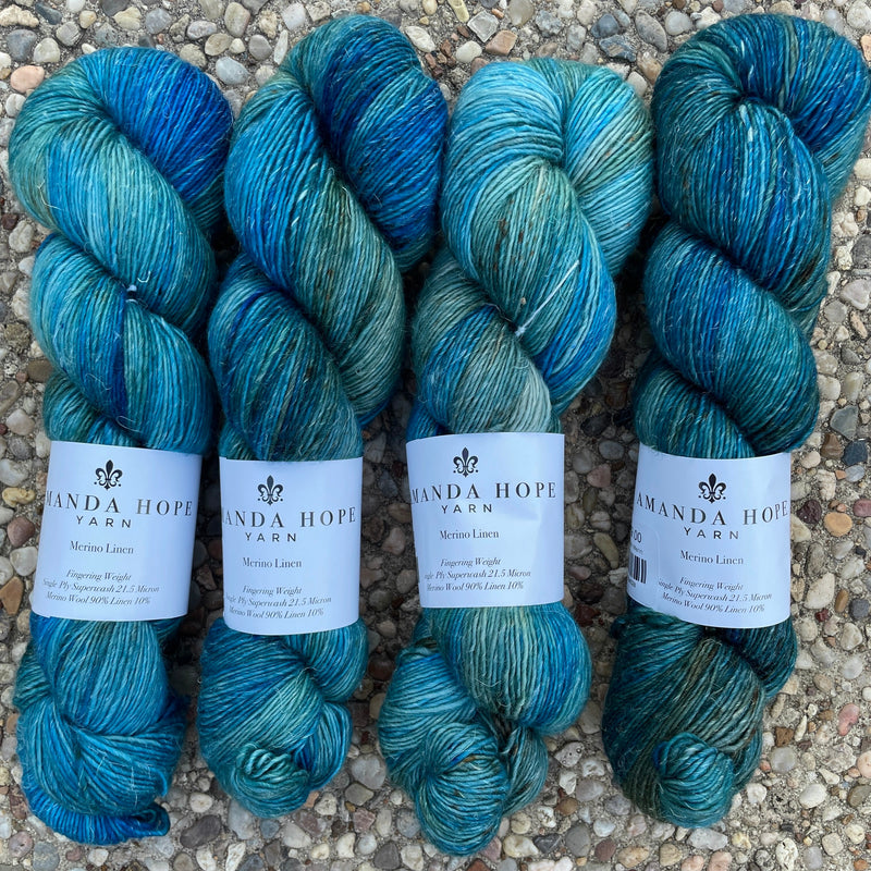 Deep Sea, Merino Linen Fingering Weight