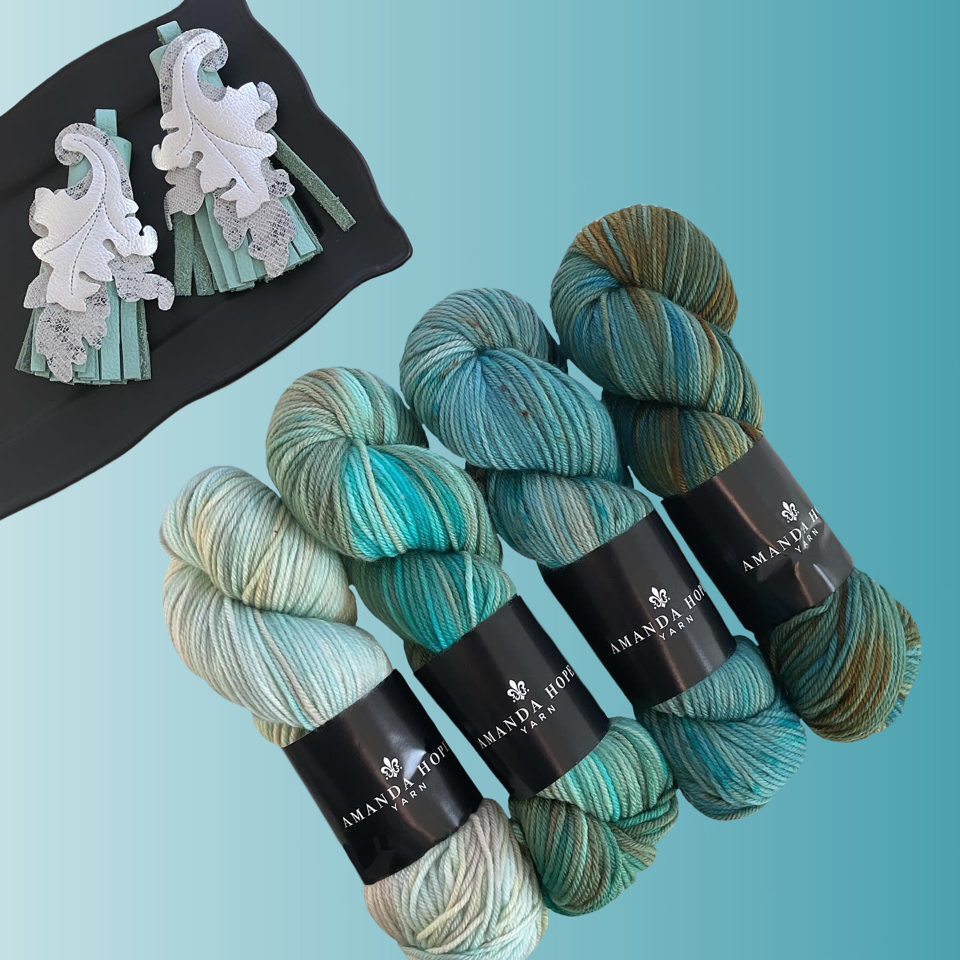 Nordic Seas Quartet - Dragon Lore 2 (designed by Alexandra Davidoff) in Aussie Extra Fine DK with Nylon, + 1 Dragon Stitch Marker, [Pattern is NOT included]