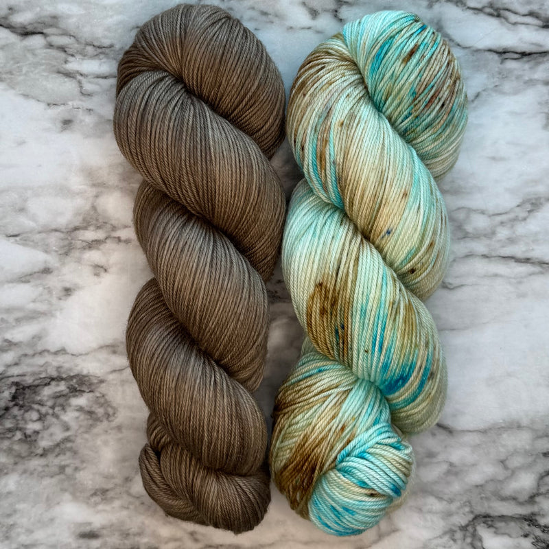 Breakfast at Tiffany’s & Sahara Duo in Aussie Extra Fine Fingering