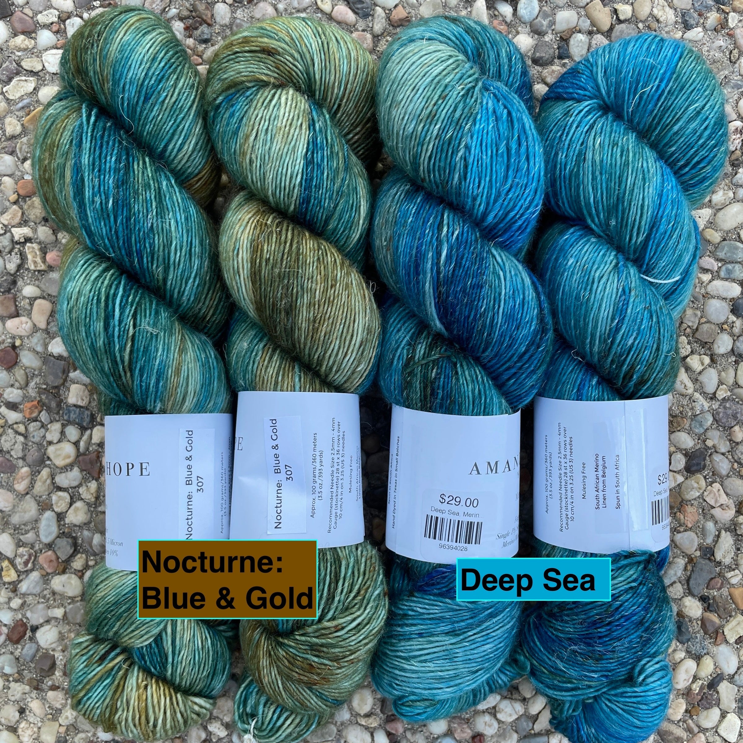 Deep Sea, Merino Linen Fingering Weight