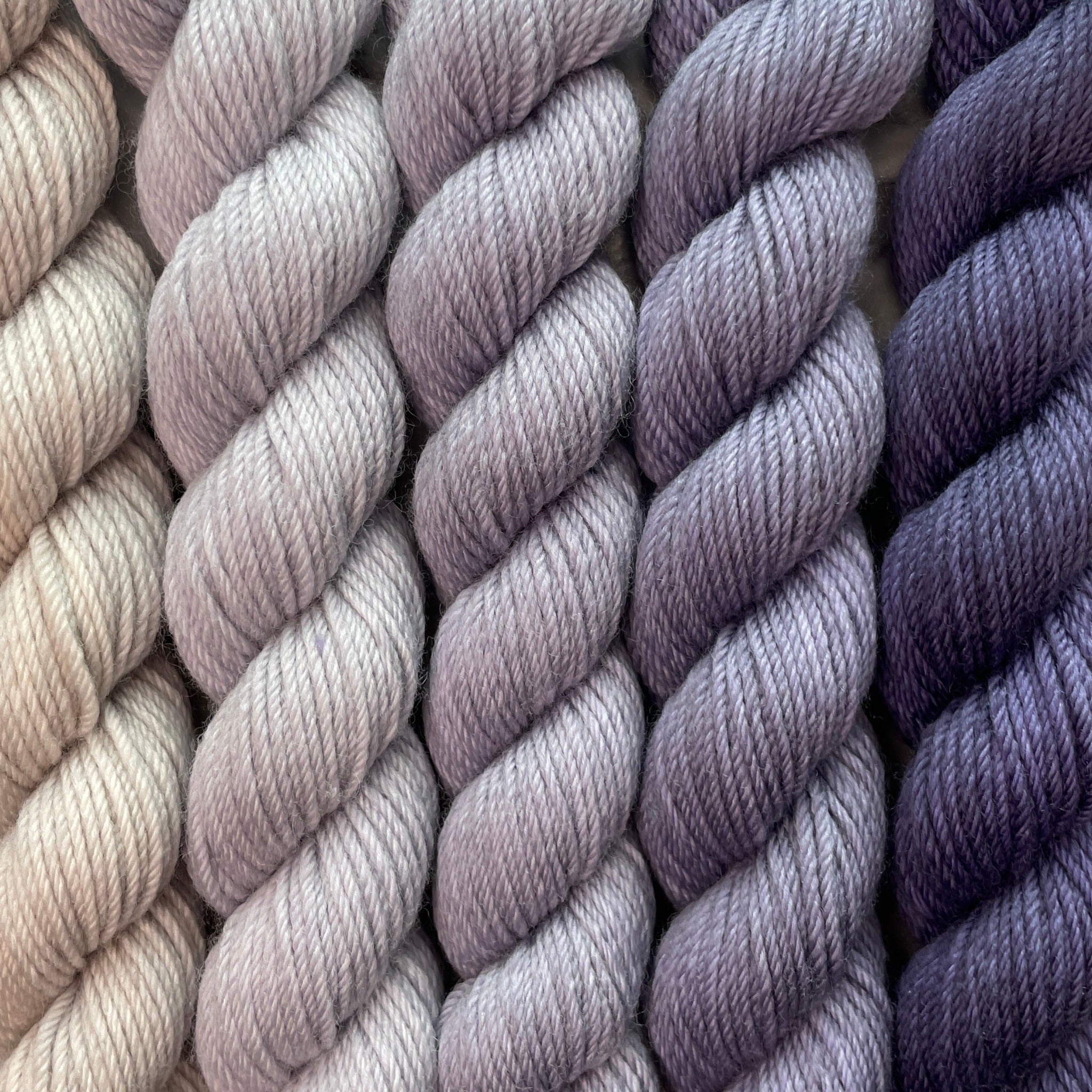 Champ de Lavande 5 Gradient Minis, (Five 20 gram skeins) Aussie Extra Fine Sock with Nylon