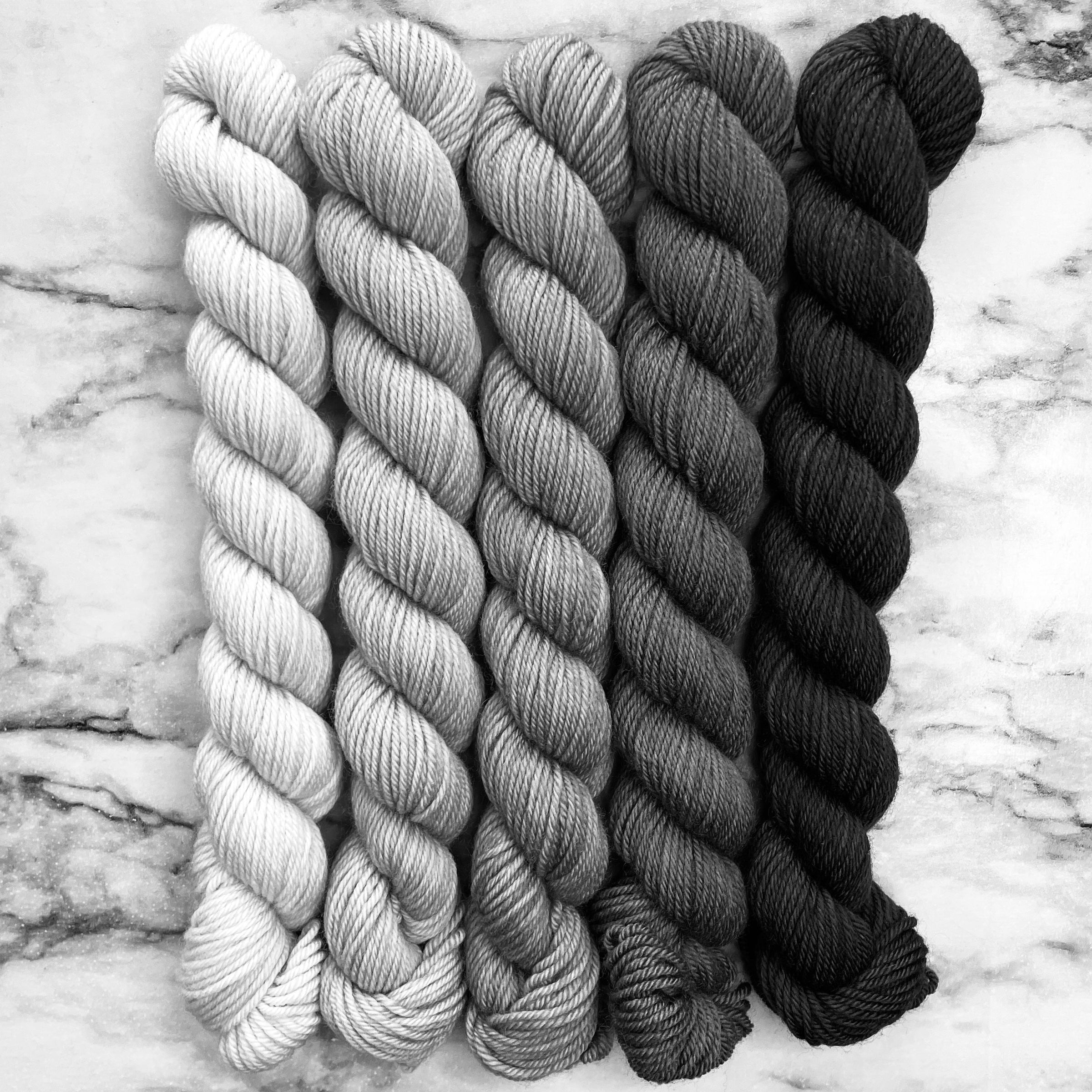 Teal Me About It (Warm) 5 Gradient Minis, (Five 20 gram skeins) Aussie Extra Fine Sock with Nylon