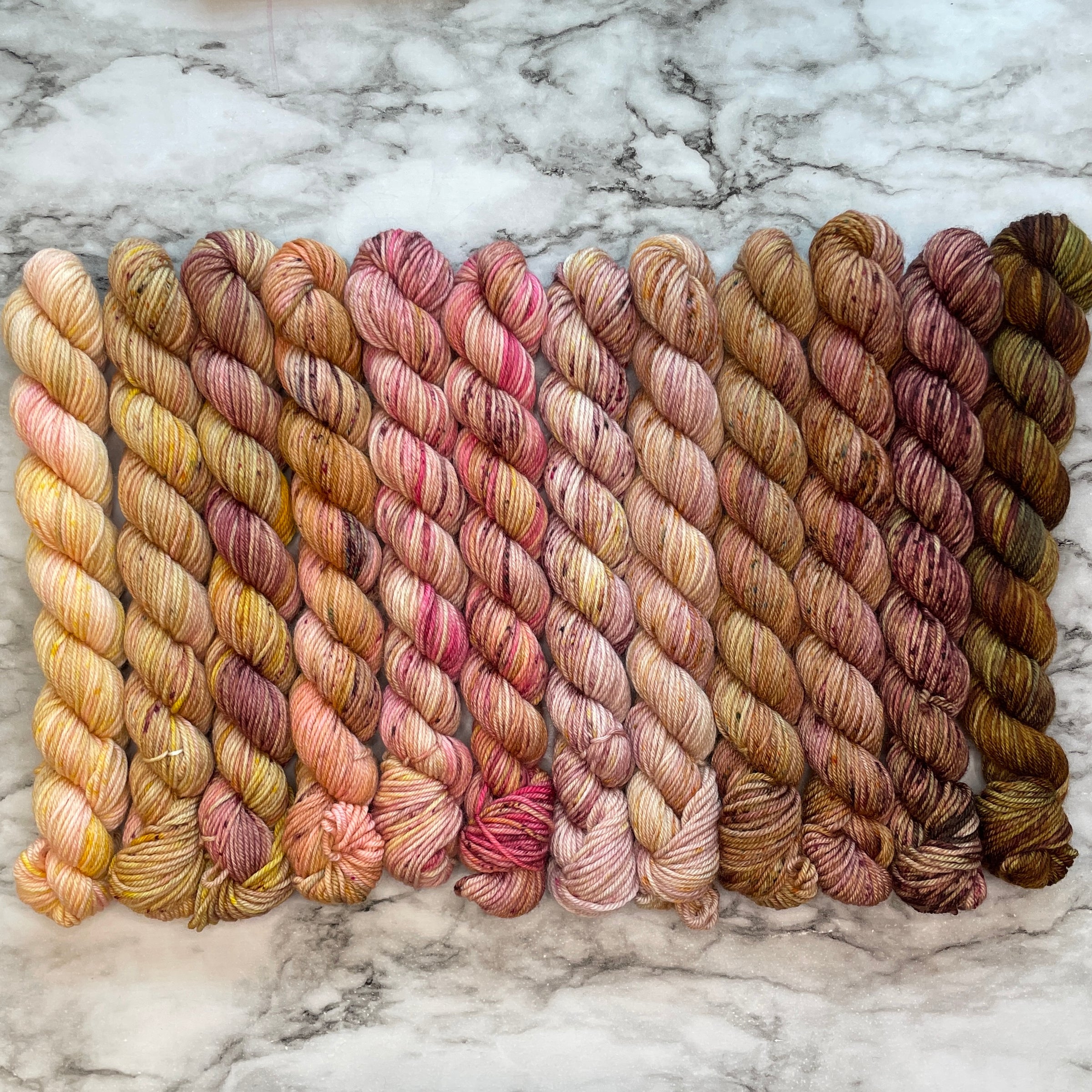 🌹Duchesse d’Orleans French Rose 12 Mini Set in Aussie Extra Fine Sock with Nylon, 1 Flower Stitch Marker & 1 Flower Progress Keeper