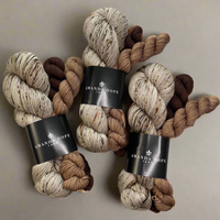 Woodsy Morel Sock Set with 1 Tiny Mushroom Progress Keeper,  Aussie Extra Fine Sock with Nylon Sock Set