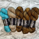 Melt Shawl (by Andrea Mowry) Yarn Bundle in DK with Nylon with 3 contrasting colors-Oil Rubbed Bronze/Teal Zeal/Taupe *FREE US SHIPPING*