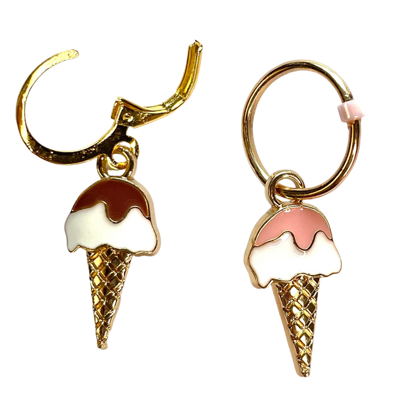 Enamel Ice Cream Cone Stitch Marker & Progress Keeper Set