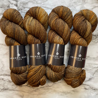 Oil Rubbed Bronze Dragon Lore 2 (designed by Alexandra Davidoff shown in Nordic Seas Quartet) in Aussie Extra Fine DK with Nylon, + 1 Dragon Stitch Marker, FREE SHIPPING TO US [Pattern is NOT included]  *DYED TO ORDER*