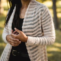 Milton Cardigan Yarn Bundle, Following Seas in Aussie Extra Fine Sport (MC) and Mohair Silk (CC), FREE US SHIPPING!