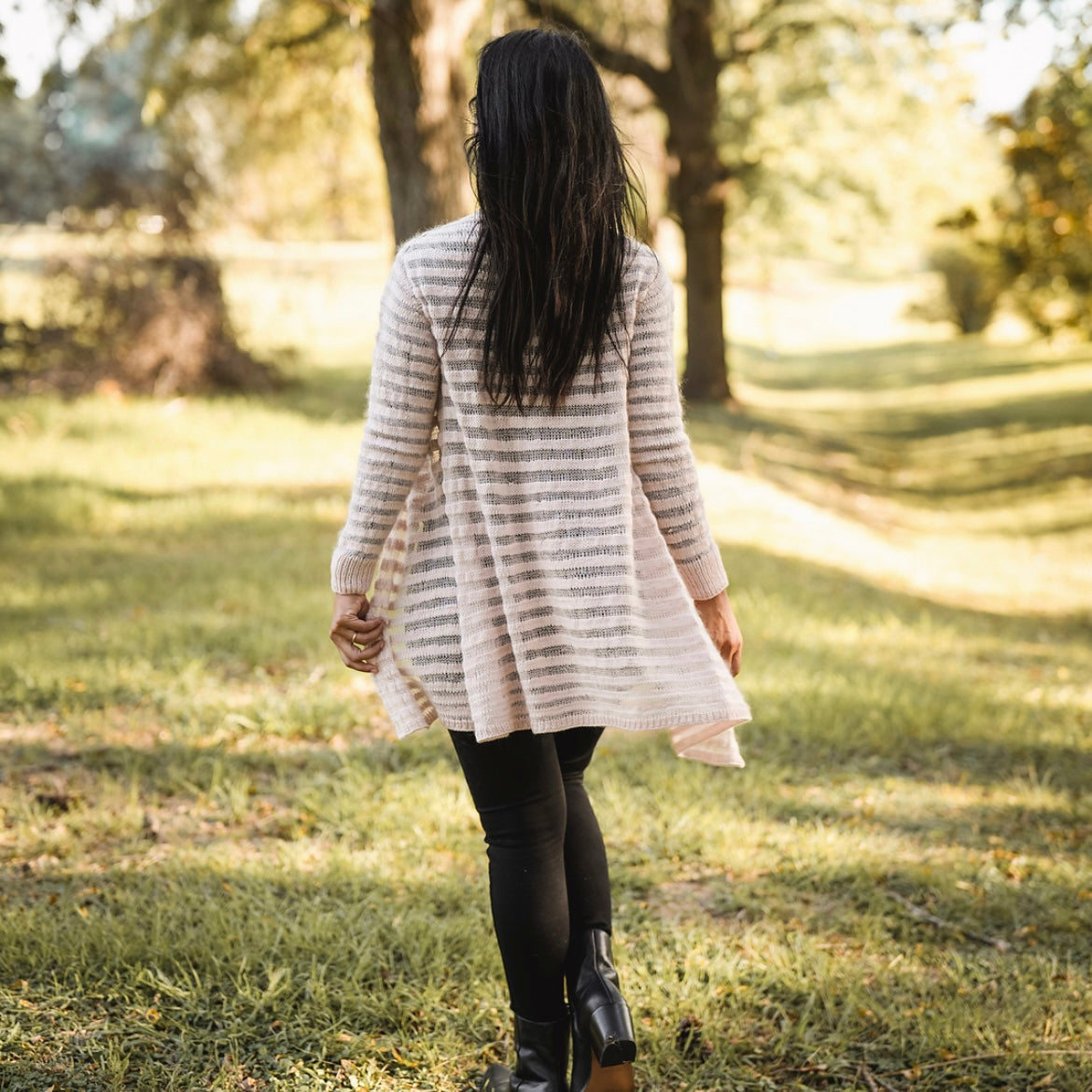 Milton Cardigan Yarn Bundle, Following Seas in Aussie Extra Fine Sport (MC) and Mohair Silk (CC), FREE US SHIPPING!