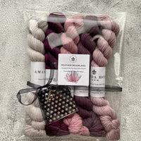 Heather Moorland - 5 Minis For Quintet Shawlet by Amabah O'Brien - Same as Wendy's Test Knit, Aussie Extra Fine Sock with Nylon