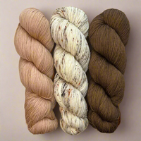 Hiss & Vinegar MKAL (by Casapinka) #2501 Trio: Rose Gold, Morel, & Walnut in Aussie Extra Fine Fingering