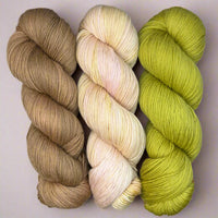 Hiss & Vinegar MKAL (by Casapinka) Trio: Baby Bella, Pollina II, William's Pear in Aussie Extra Fine Fingering
