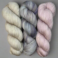Hiss & Vinegar MKAL (by Casapinka) #2505 Trio: Cashmere Pearl, Lilac, Musk Mallow in Aussie Extra Fine Fingering, 1 Cat Stitch Marker + 1 Blossom Progress Keeper (PATTERN NOT INCLUDED