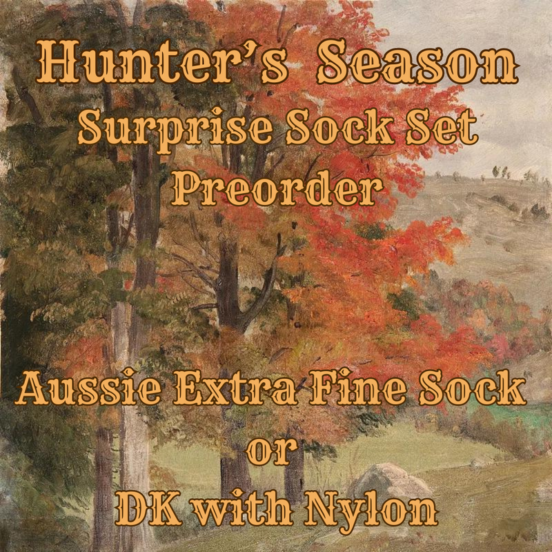 Hunter's Season Surprise Sock Set with Stitch Marker, choice of Aussie Extra Fine Sock with Nylon or DK with Nylon ⚜️ Free US Shipping! ⚜️ PREORDERs ARE CLOSED