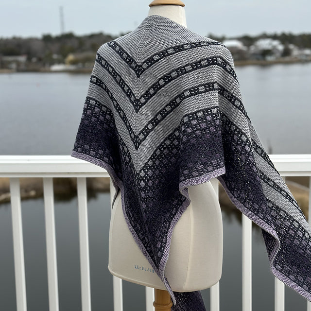 Slowly Drifting Shawl by Melanie Berg⚜️2 Full Skeins: Cashmere Pearl/Milk Chocolate + 6 Contrasting mini colors (7 total minis) ⚜️Pattern NOT included
