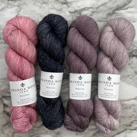 Song Of The Moon Sweater Kit in Merino Linen DYED TO ORDER, 3 MC & 3 CC + 🫖1 Tiny Teapot Progress Keeper & Knitting Stitch Marker⚜️PATTERN IS NOT INCLUDED⚜️FREE US SHIPPING⚜️Fairy Rose-Ash-Pansy-Mauve Ice