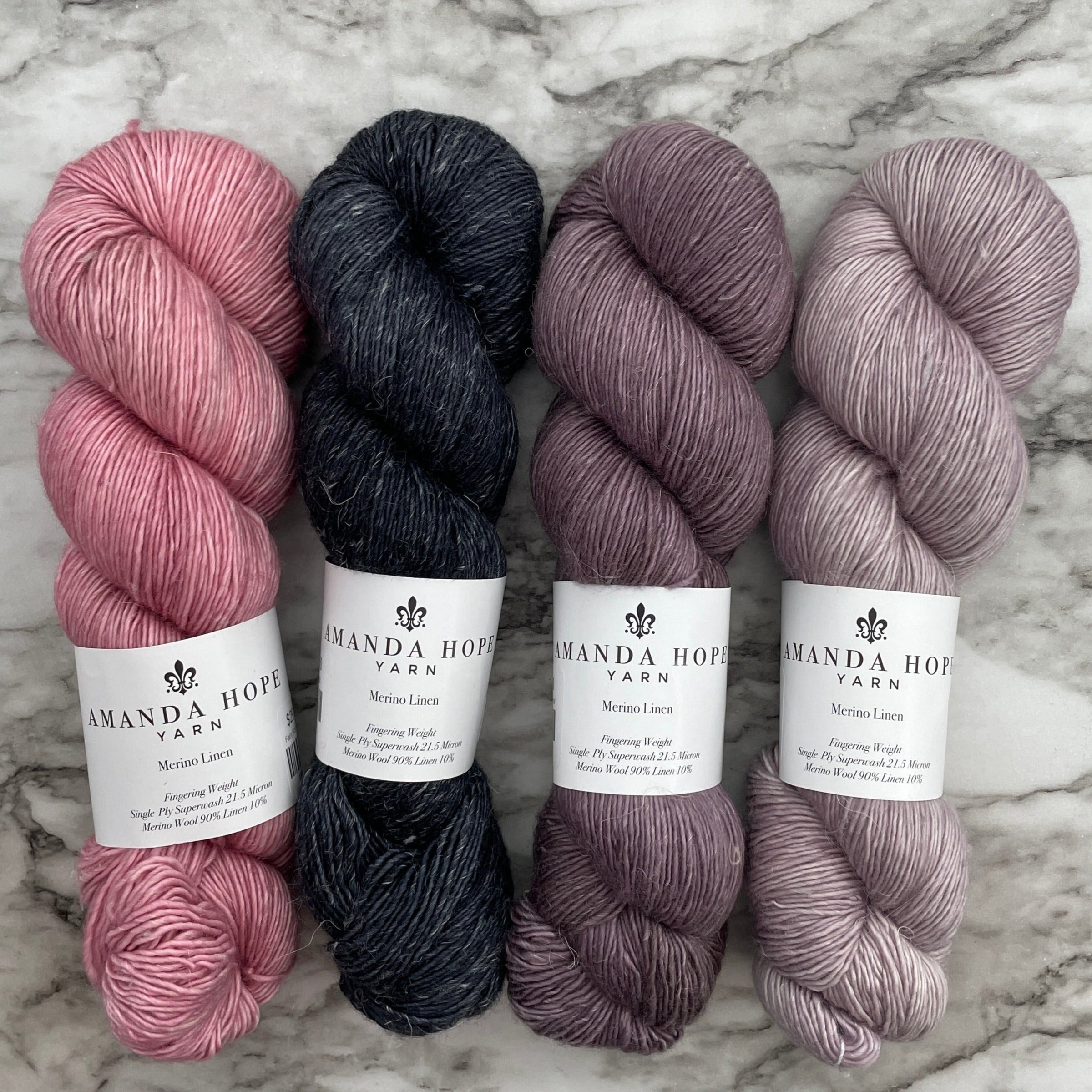 Song Of The Moon Sweater Kit in Merino Linen DYED TO ORDER, 3 MC & 3 CC + 🫖1 Tiny Teapot Progress Keeper & Knitting Stitch Marker⚜️PATTERN IS NOT INCLUDED⚜️FREE US SHIPPING⚜️Fairy Rose-Ash-Pansy-Mauve Ice