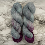 AP (Assigned Pooling), Beauty Berry/Platinum Blue,  Aussie Extra Fine Fingering, Dyed for Assigned Pooling