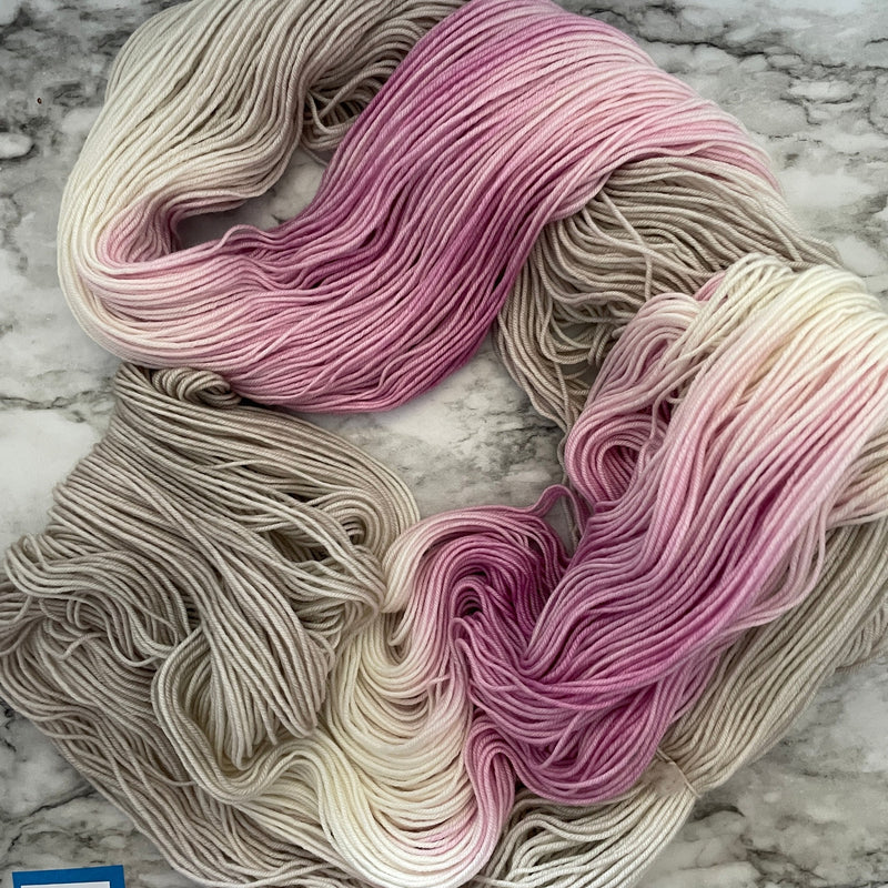 AP (Assigned Pooling), Pink Cloud/White Smoke, Aussie Extra Fine Fingering, Dyed for Assigned Pooling