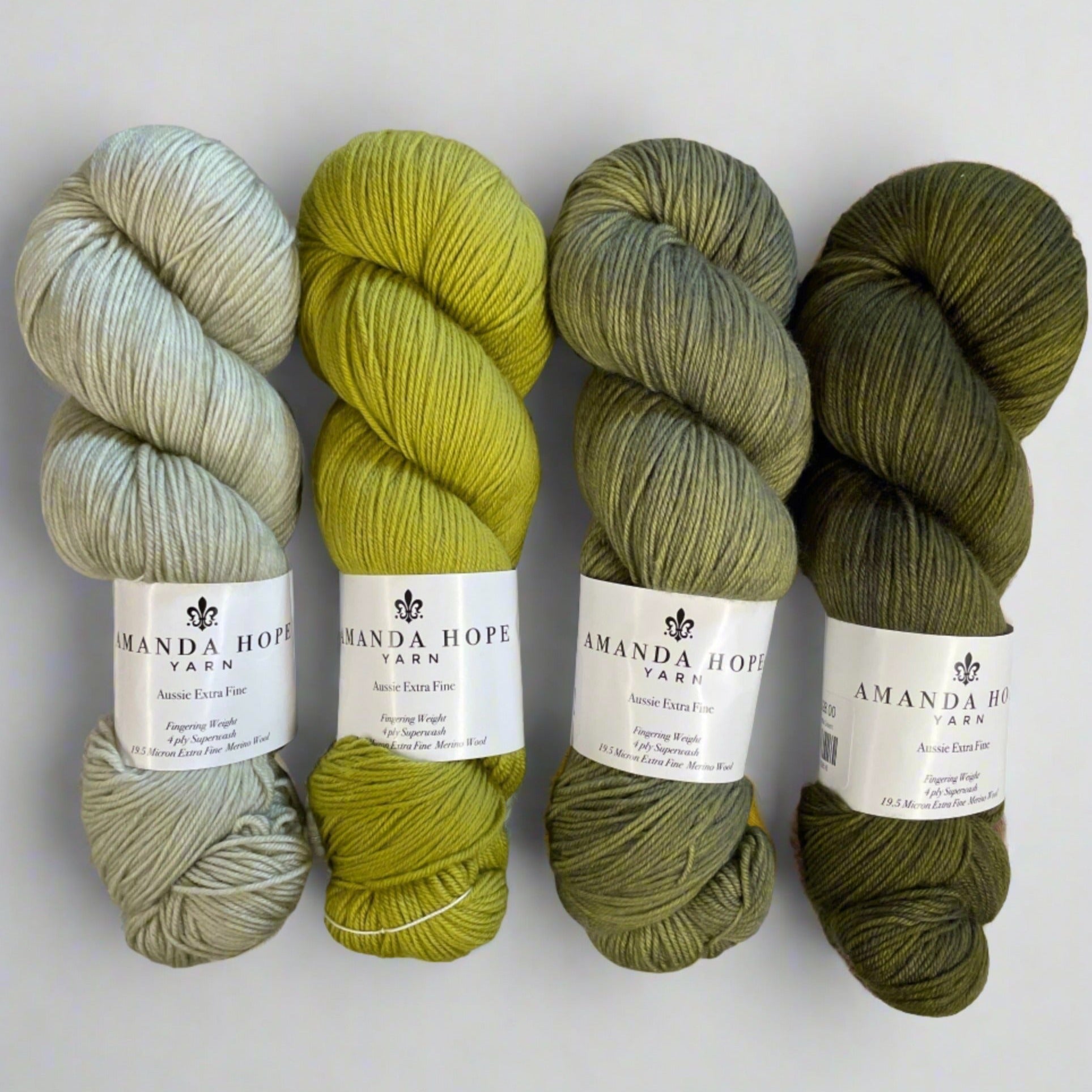 Verdant Gradient, Quartet in Aussie Extra Fine Fingering or Aussie Extra Fine Sock with Nylon