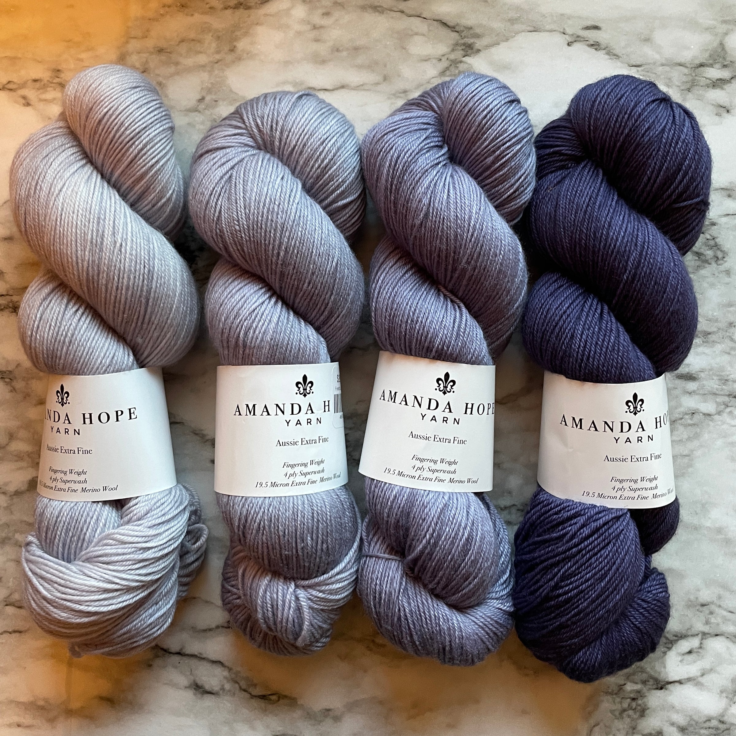 Champ de Lavande Gradient, Quartet in Aussie Extra Fine Fingering or Aussie Extra Fine Sock with Nylon