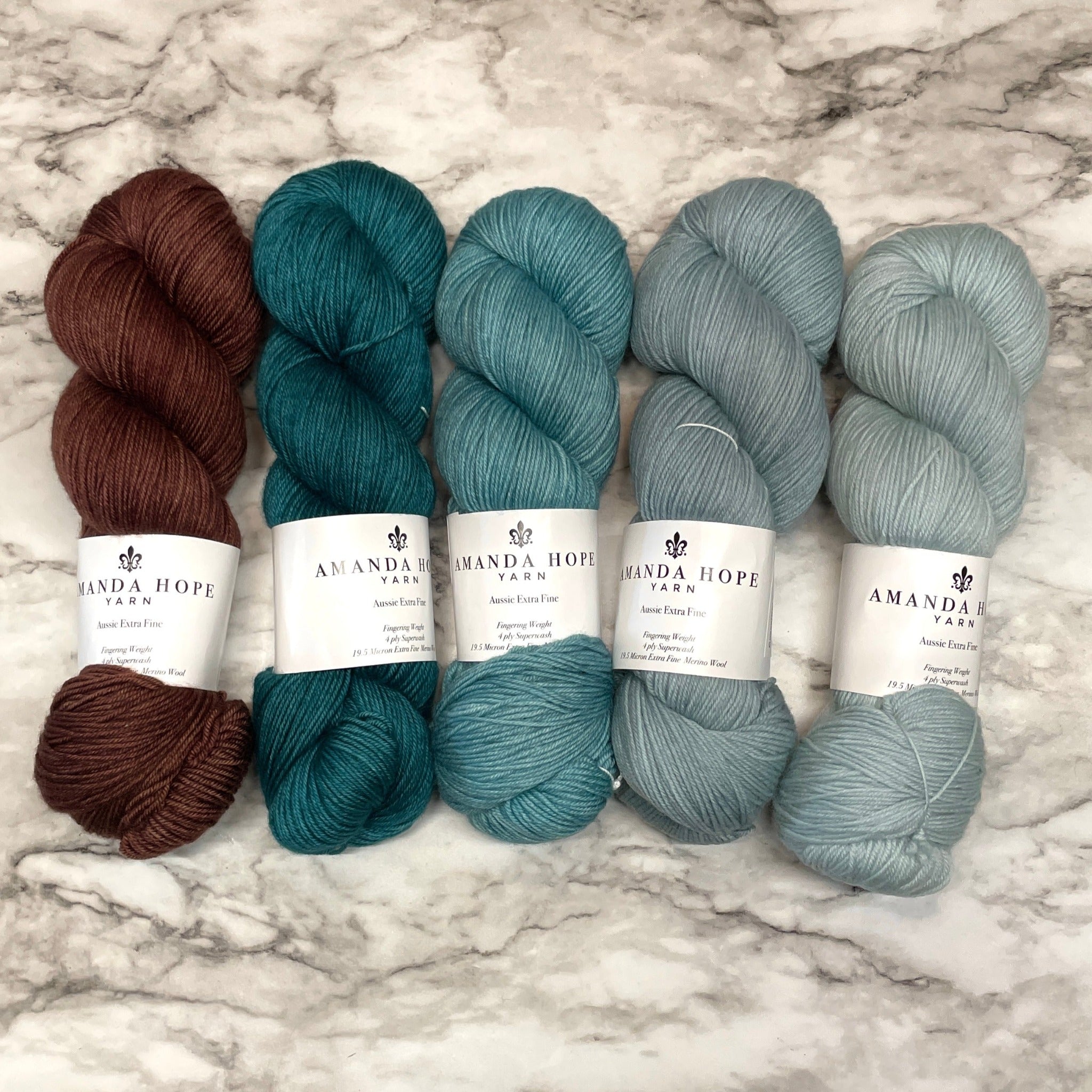Moroccan Tile Gradient, Quintet in Aussie Extra Fine Fingering + 1 Wintery Stitch Marker