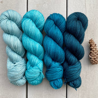 Twenty Four Birds MKAL-Teal Me About It Gradient, Quartet in Aussie Extra Fine Fingering, + 🕊️1 Bird Stitch Marker & 🕊️1 Bird Progress Keeper, FREE SHIPPING TO US [Pattern is NOT included]