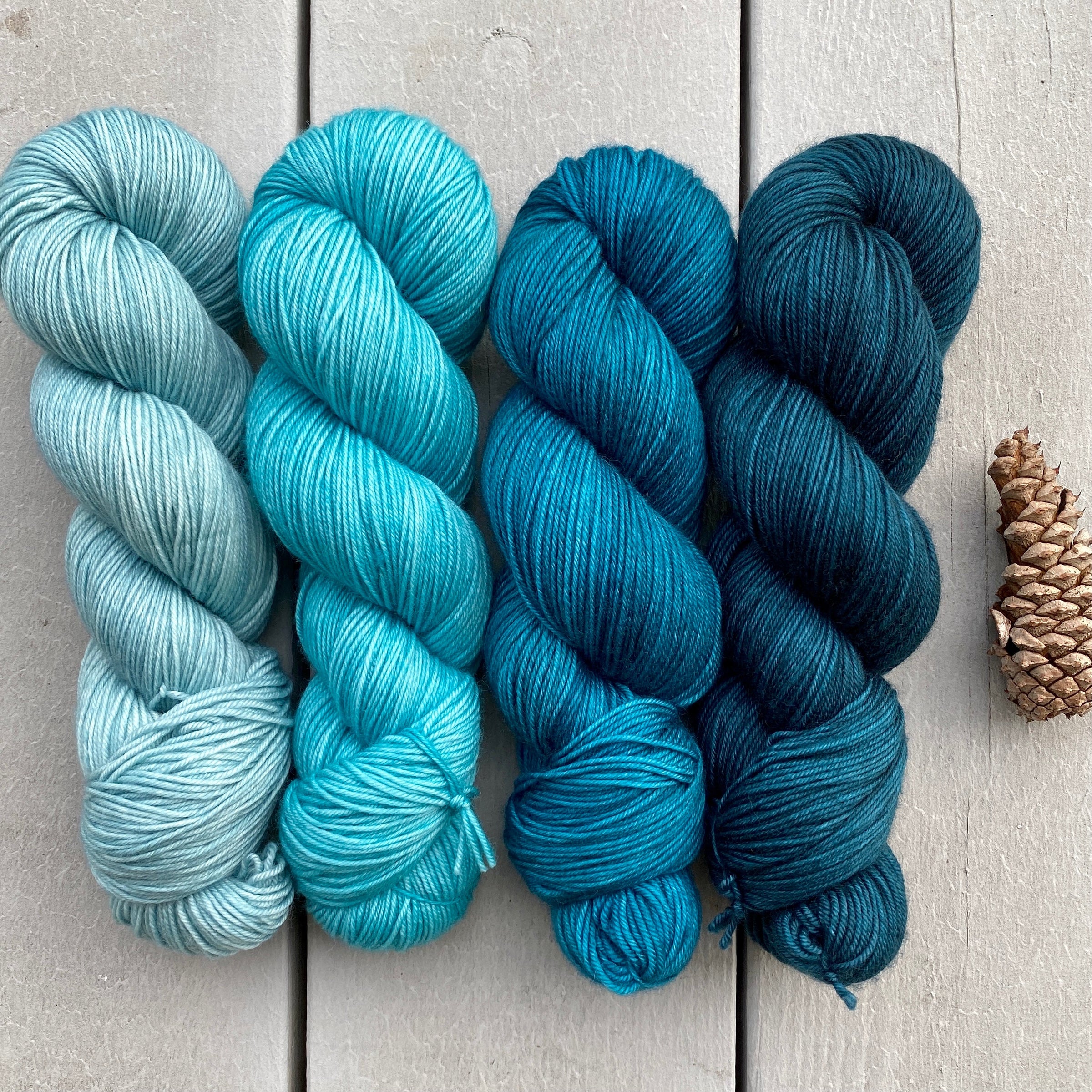 Twenty Four Birds MKAL-Teal Me About It Gradient, Quartet in Aussie Extra Fine Fingering, + 🕊️1 Bird Stitch Marker & 🕊️1 Bird Progress Keeper, FREE SHIPPING TO US [Pattern is NOT included]