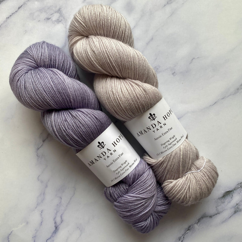 Way Leads on to Way Duo-French Lavender + Oyster, Aussie Extra Fine Fingering