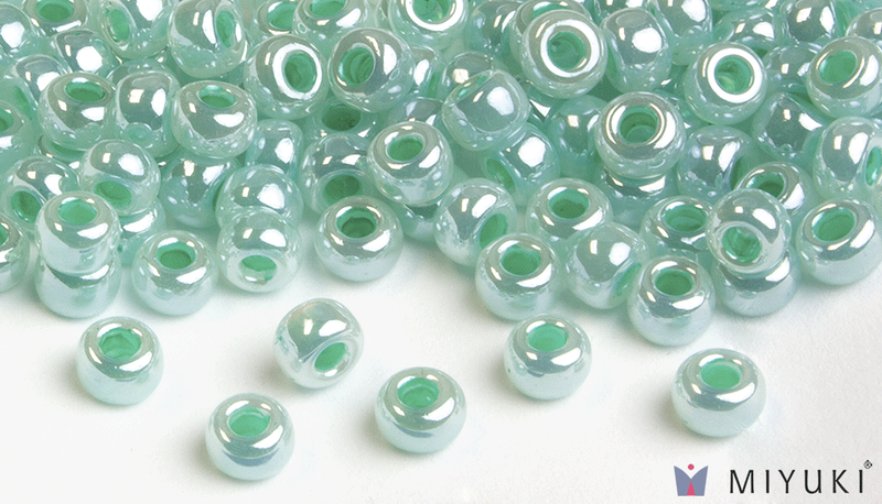 Seafoam Green Ceylon Miyuki Seed Beads, miy6-523, Size 6, 30 grams