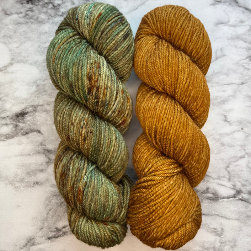 Mountain Pines & Golden Duo on Aussie Extra Fine DK with Nylon